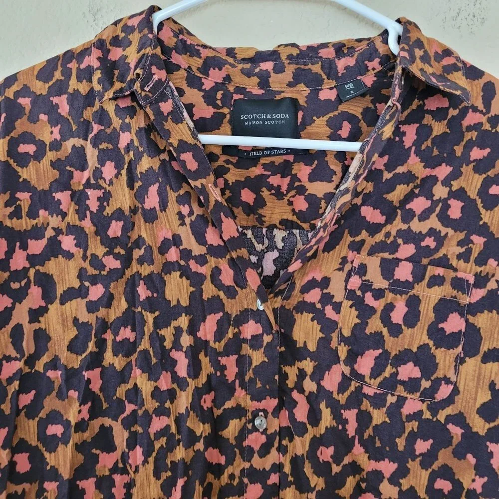 Scotch & Soda Field Womens Shirt Size Small Animal Print Lightweight Collared - Picture 5 of 6